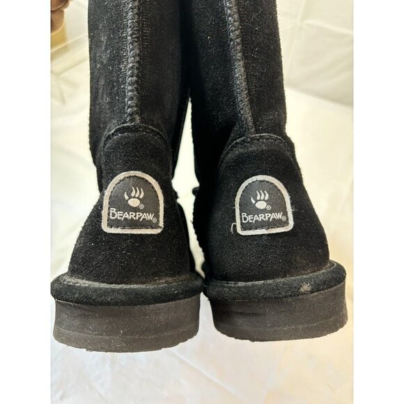 BEARPAW BLACK SUEDE SHEEPSKIN/WOOL LINED BOOTS - Picture 3 of 12